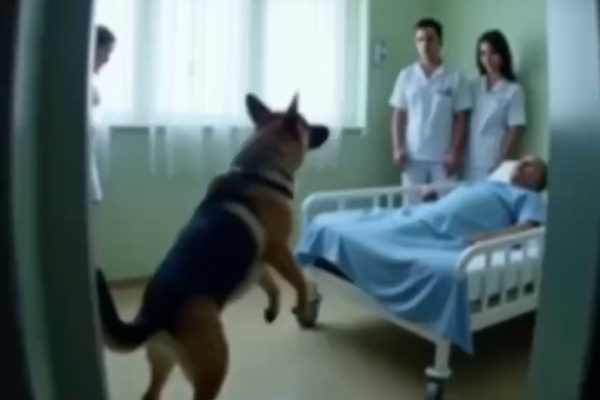 The doctors brought the dog to say goodbye to his owner, but then the smart animal suddenly started barking loudly and jumped onto the officer’s bed Everyone thought it was the end… until the dog did this.
