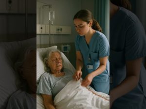 An old woman was living her last hours and there was only a young nurse next to her when she noticed