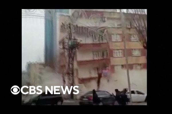 Video shows building collapse in Turkey as earthquake strikes